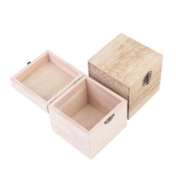 Retro smyckeskrin Desktop Naturträ Clamshell Förvaring Hand D A