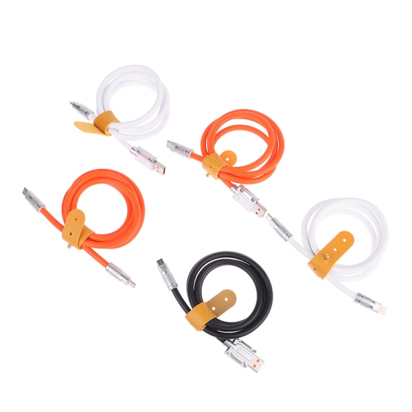 120W supersnabbladdningskabel USB typ C flytande silikonkabel Orange C TO C