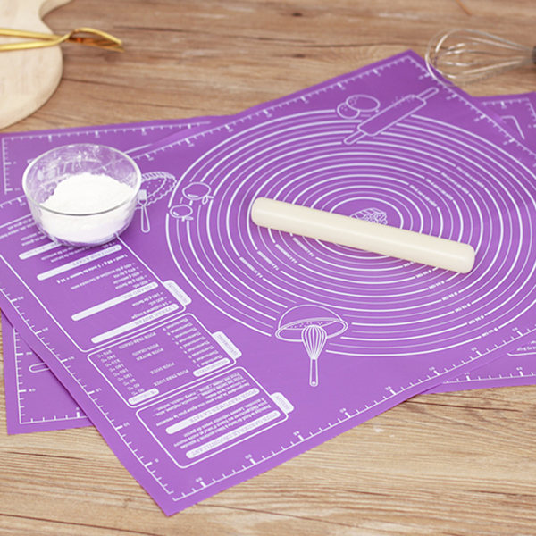 Silikonkakearksfoder Bakmatta Non Stick Rolling Dough P Purple 40*50cm
