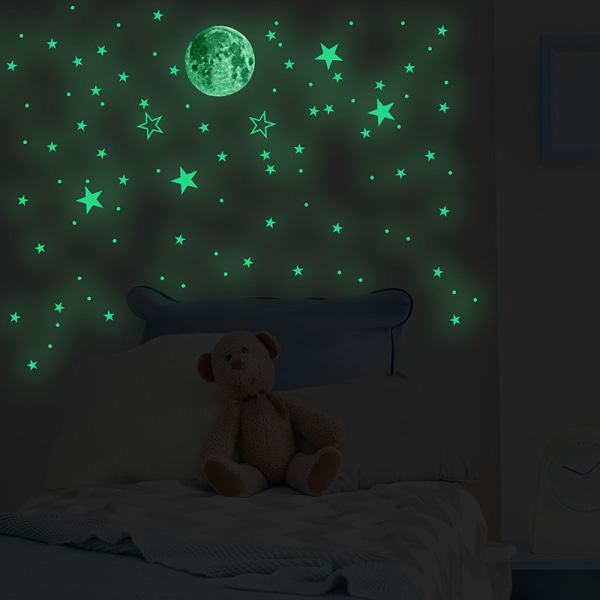 127st självlysande stjärna Måne DIY dekorativa väggdekal Night Par A2