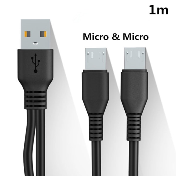 2 i 1 Typ C Micro USB -kabel Mobiltelefon Snabbladdare Kabel M B2