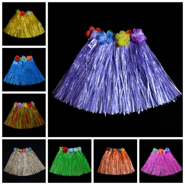 Barn Pojkar Flickor Hawaiian Hula Grass Beach Kjol Blomma Armband Color