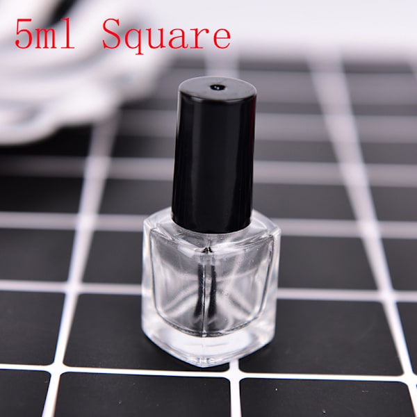 1 st 5 ml genomskinligt glas tom nagellacksflaskabehållare med ett L Square