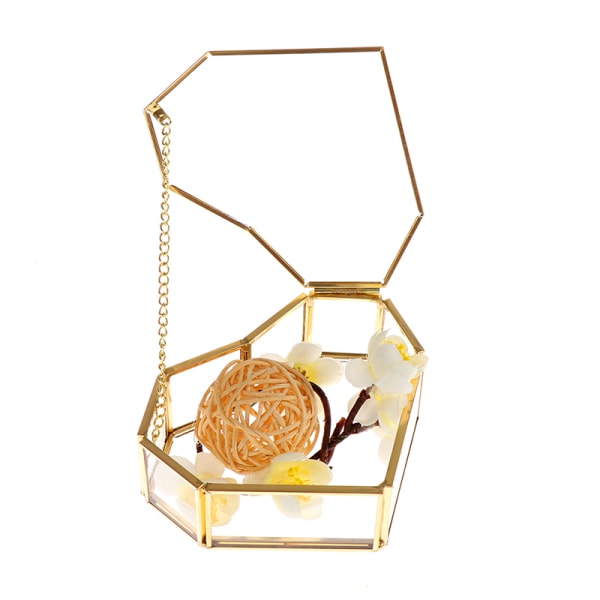 Hjärtform Geometrisk glas smyckeskrin Bröllopsring Box Ring