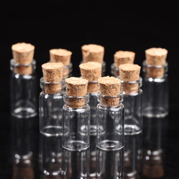 10 st Små glasflaskor med små korkflaskor Burkar 11x22 mm för