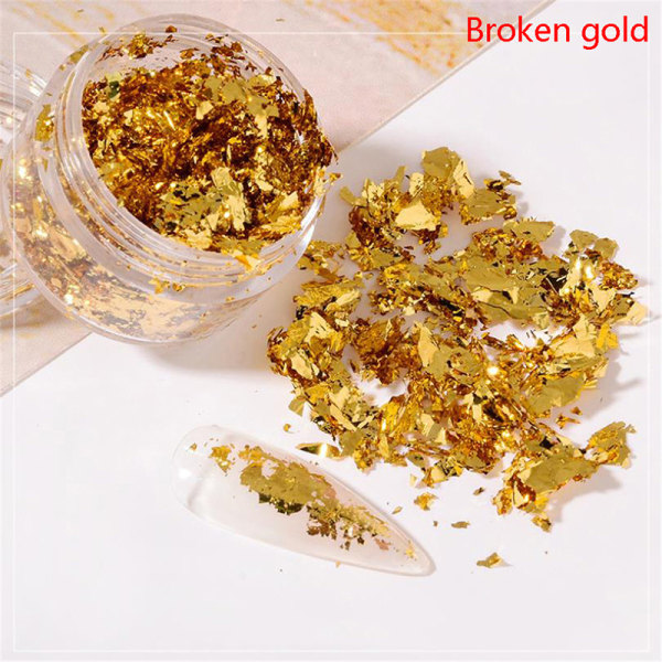 Guldbladsflingor Guldfoliemålning Konst Nageldekor Foliepapper R Broken gold