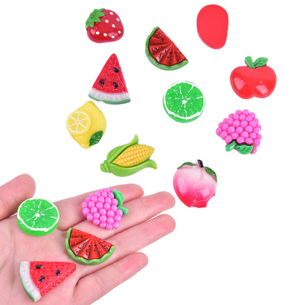 10 ST DIY Frukt Kylskåp Kid Souvenir Resin Craft Kylskåp S random color