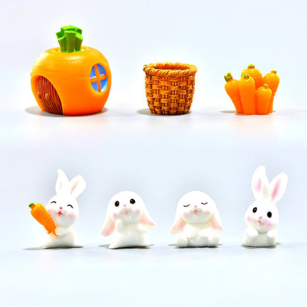 Mini påskdekor Hare Animal Figurine Resin Craft Bunny Garde F