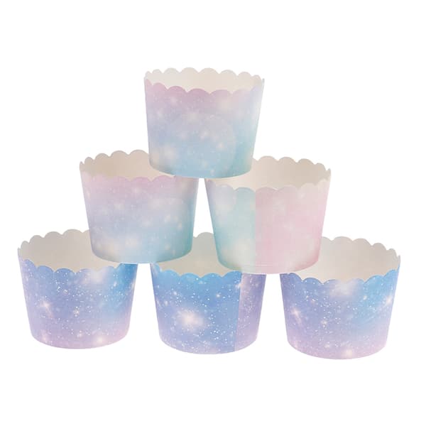 50st Rainbow Cupcake Liners för bakning Gradient Cupcake Wrappe A
