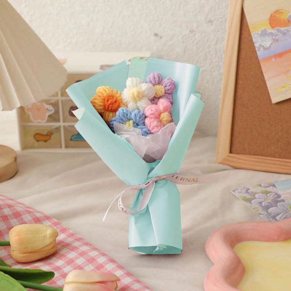 Handstickad blombukett Virkade stickade blommor Valentine D Red