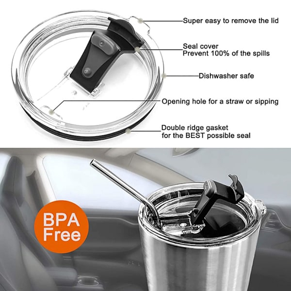 Spilltåligt lock för 20 30 Oz Yeti lock Passar till tumlare Fler Rep Black 20oz