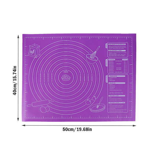 Silikonkakearksfoder Bakmatta Non Stick Rolling Dough P Purple 40*50cm