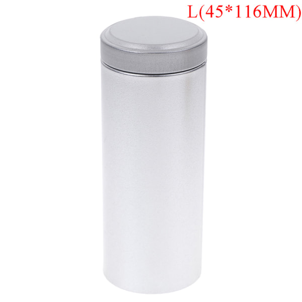 Lufttät luktsäker behållare-ny plåt-ört-stash-burk Silver L(45*116MM)