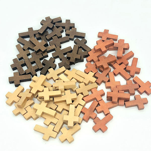 50 st Cross Beads Trädekorationer Hängsmycken Trä DIY C MIX