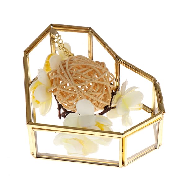 Hjärtform Geometrisk glas smyckeskrin Bröllopsring Box Ring