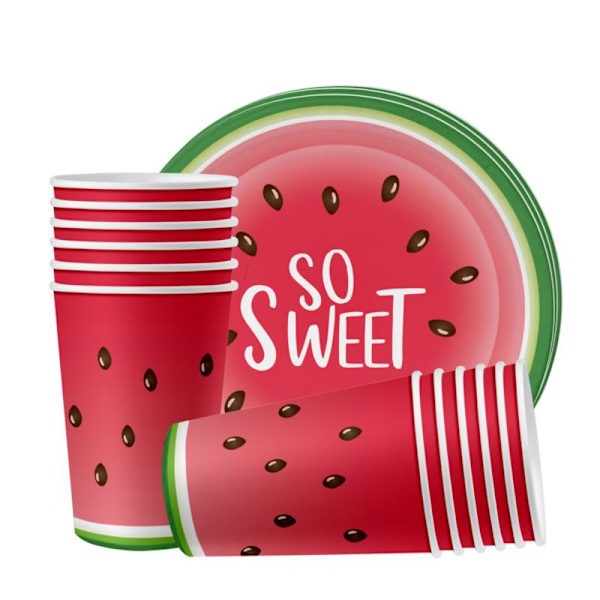 Vattenmelon Tema Party Cups Tallrik Halm Duk Baby Shower Paper cup