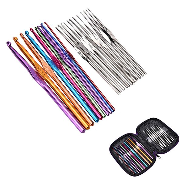 22st Multicolour Aluminium Virknål Stickning Set Weave Cra
