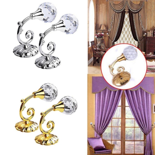 2st Metall Kristallglas Gardin Holdback Vägg Tie Back Hängare Sliver