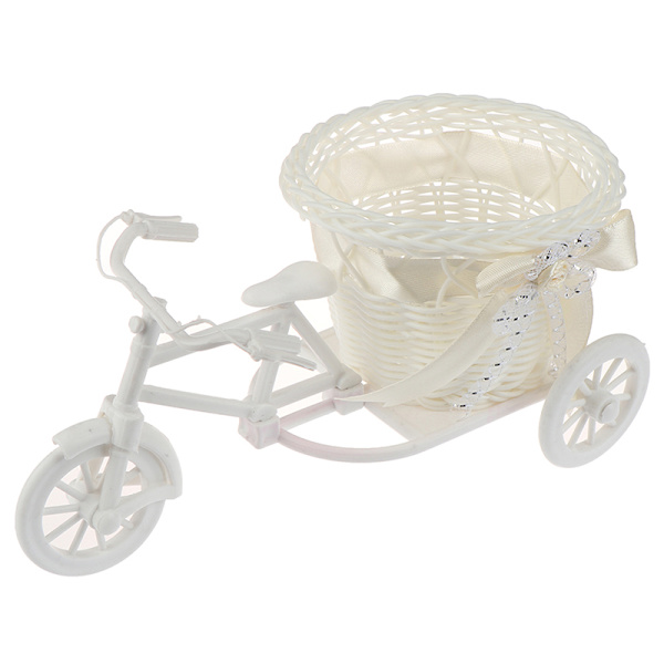 Liten Trehjuling Cykel Blomkorg Vas Förvaring Hemmakontor T White