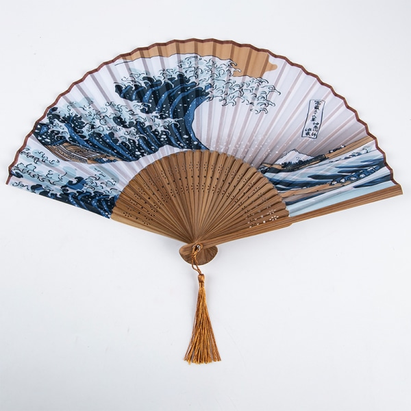 Sommar vintage bambu vikning handhållen blomma Fan Style Dans Brown