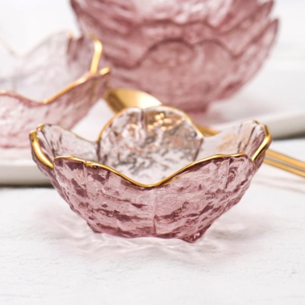 Litet glasfat guldinlägg glassåsskål Kryddfat Fr Pink