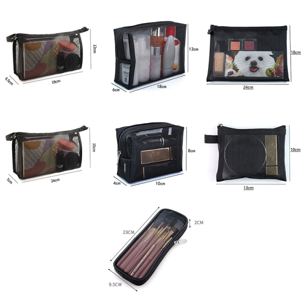 Sminkborste Case Kosmetisk toalettartiklar Mesh Bag Organizer B A