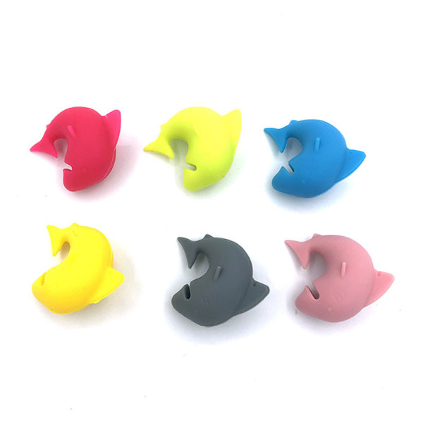6st Creative Vinglas Charm Rolig hajformad Vinglas Ta 6pcs