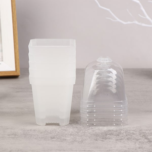 5st fyrkantig liten blomkruka med fuktkupol lings ing krukor Transparent