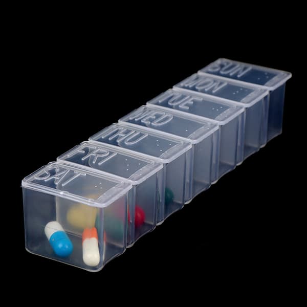 7 dagars punktskrift Pill- case Förvaring Dispenser Medicin S