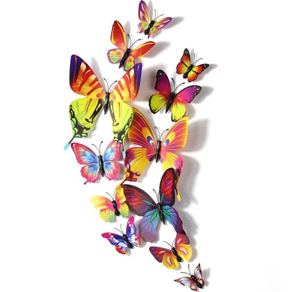 12X 3D Butterfly Wall Sticker Avtagbara dekaler Barn dagis ons Multicolor