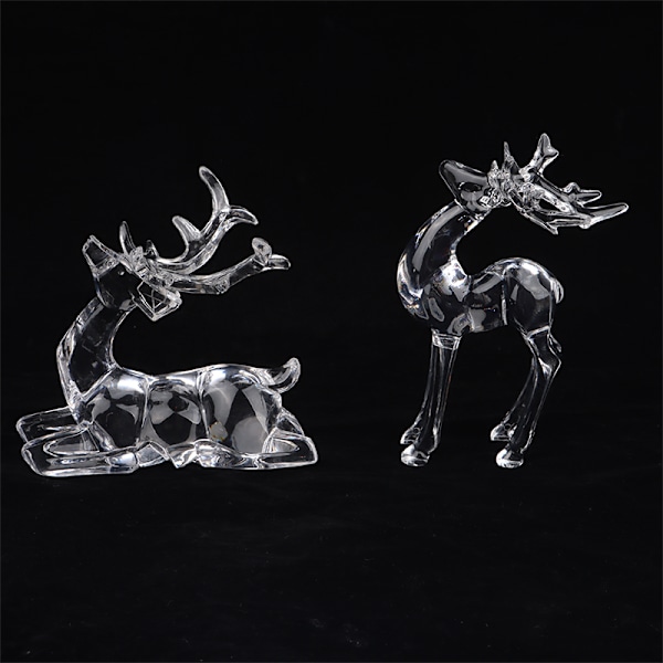 1st Crystal Deer Figurines Desktop Ornament Transparent Elk Rei A
