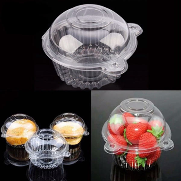 50 koppar Transparent Cake Box Blister Box PVC Round West