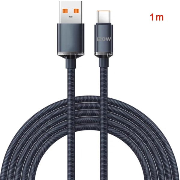 120W USB Typ C-kabel 6A Snabbladdning Typ C-kablar Snabbladdning Black 1M