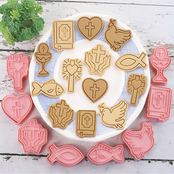 8st Kristen kommunion Cookie ter Cross Chalice Press Biscuit