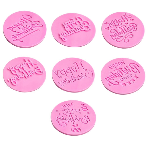 Fondant Plast Cookie Embosser Form Grattis på födelsedagen Biscuit Pri E