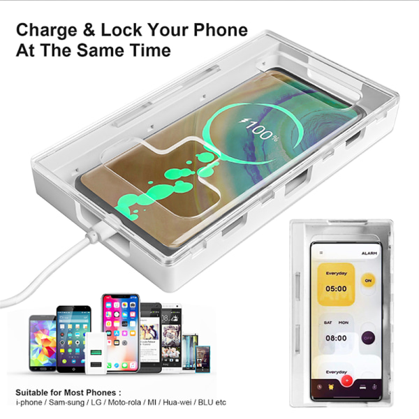 Mobiltelefon Jail Timer Lock Box Säker Smartphone förvaringsbox Lo