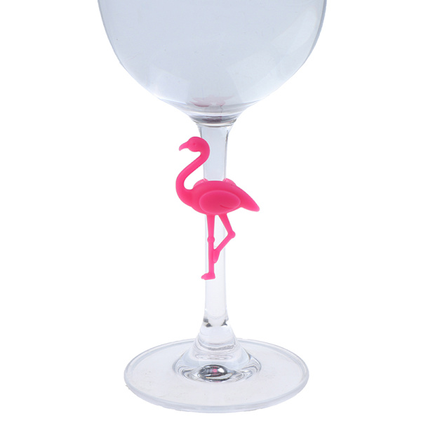 6ST Silikon Vinglas Marker Flamingo Design Drink Charms La A