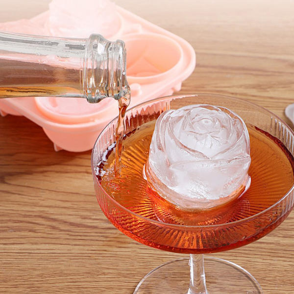 4 Hål 3D Rose Flower Ice Cube Maker Mould Form Orange