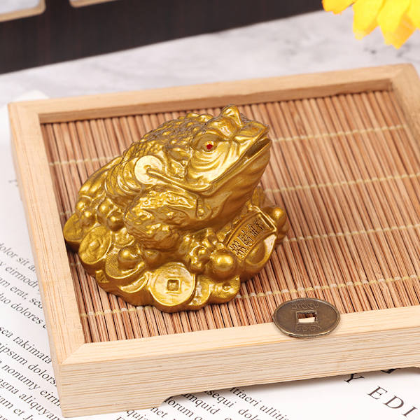 Rikedom Guldgroda Padda Mynt Fortune Groda Feng Shui Padda Lucky