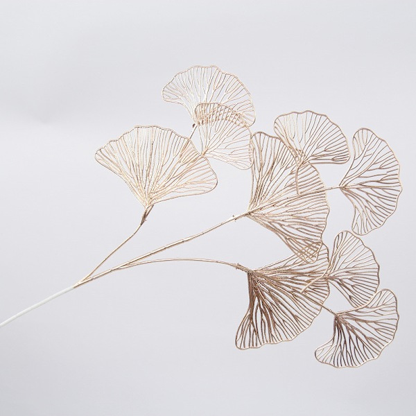 1 STK Gyllene dekorativ blomma ginkgo blad plast blad trä fes