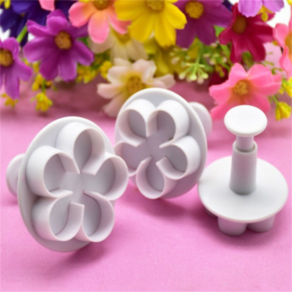 3st Flower Plunger Cookie ter DIY Blossom Flower Cake Fondant White