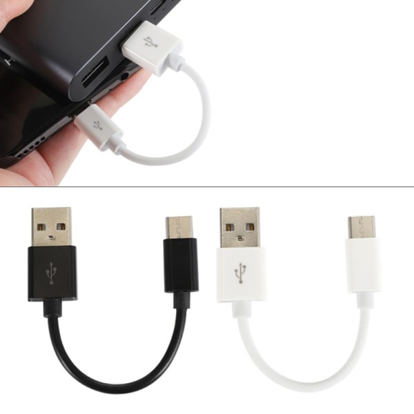 Typ C Micro USB -kabel 10cm Kort Snabbladdning För Telefon USB D White type-c