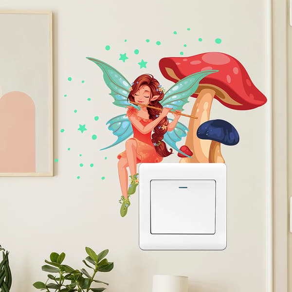Fairy Mushroom Luminous Wall Stickers för barnrum Flickrum