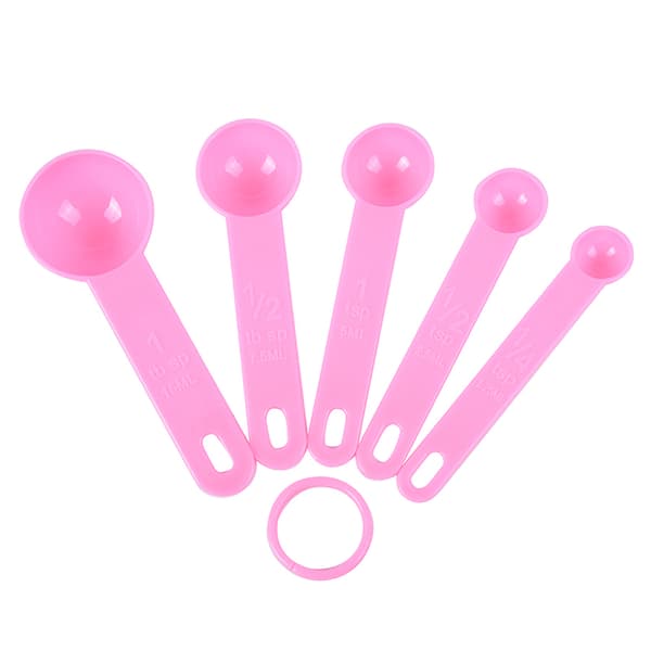 5 STK/ Set Mätskedar Köksslev Bakning Matlagning Kaffe T Pink