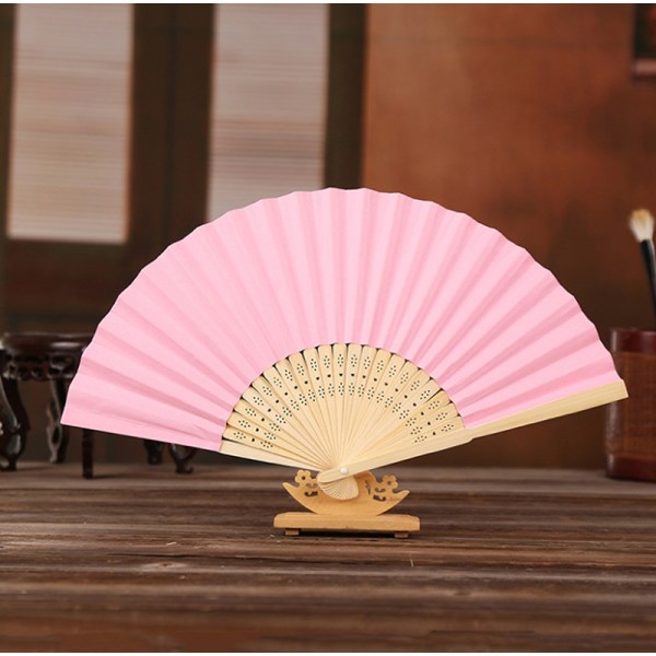 Folding Fan Hand DIY Folding Fläkt Trä Bambu Antiquity Foldi Pink