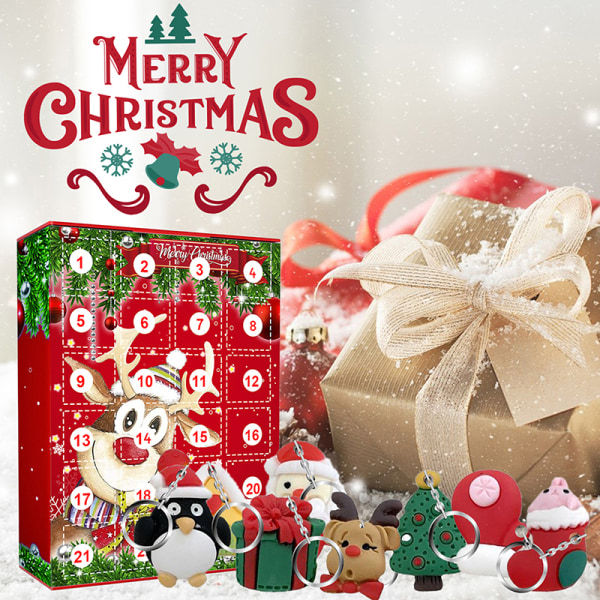 Jul adventskalender presentförpackning 24 st julhängsnyckel 1pc