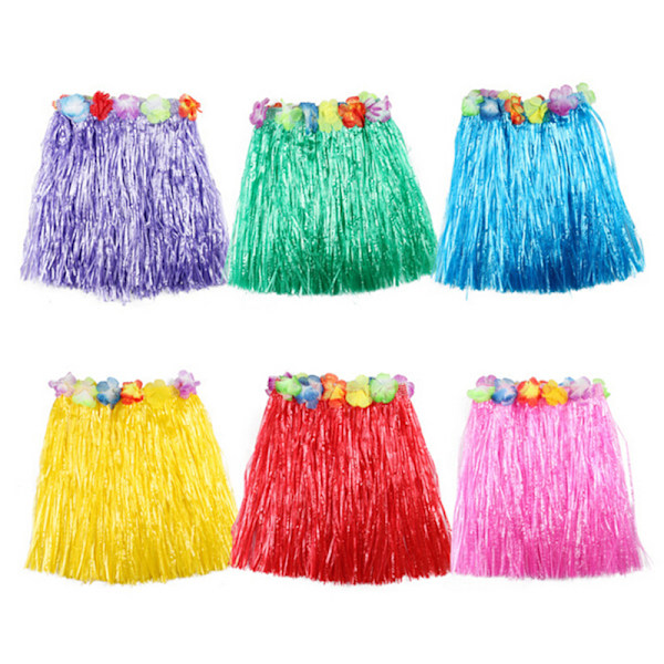 Barn Pojkar Flickor Hawaiian Hula Grass Beach Kjol Blomma Armband Color