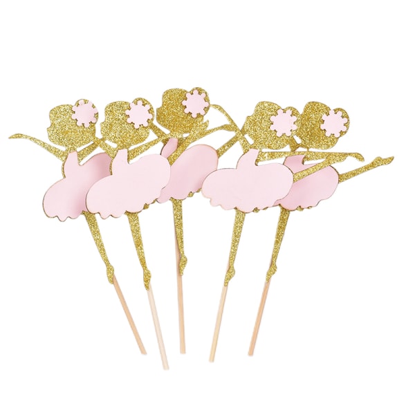 10ST Rosa kjol Girl Cake Toppers Party Cupcake Flagga Cake Deco Pink