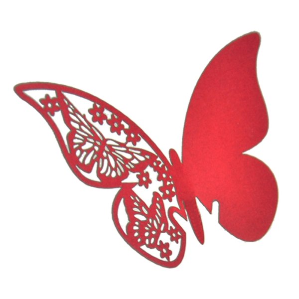 50 st Bordsmärke Vinglas Kort Favor Butterfly Namn Plats P red