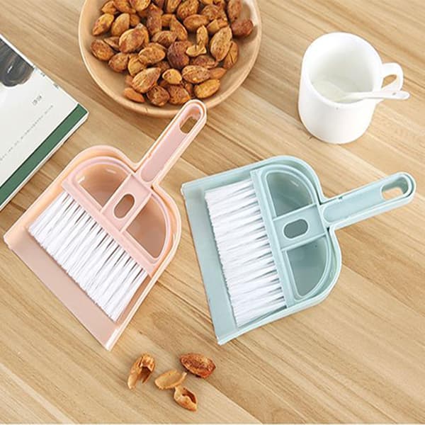 Miniborste Små kvast soptunnor Set Desktop Sweeper Garbage Cle Green